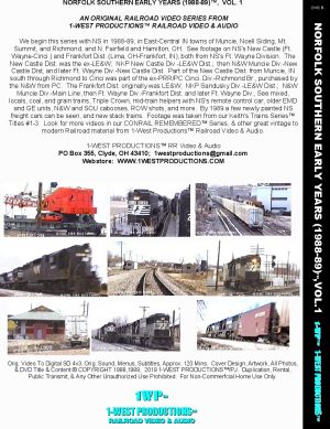 Photo of Norfolk Southern early Years (1988-89)™, Vol. 1 from 1-West Productions™ Rear Video Cover