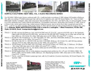Photo of NORFOLK SOUTHERN - N&W 1980s, Vol. 2 AUDIO ™ from 1-West Productions ™ Back Cover © Copyright 2020 1-West Productions ™/PJ
