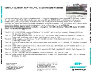 Photo of Back Cover of CD Audio NORFOLK SOUTHERN-N&W 1980s AUDIO ™, VOL. 6 (from 1-West Productions ™), © 2020 1-West Productions ™/PJ